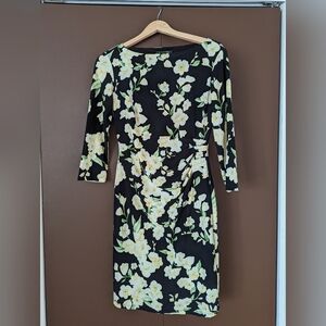 RALPH LAUREN - Black and yellow floral bodycon dress
